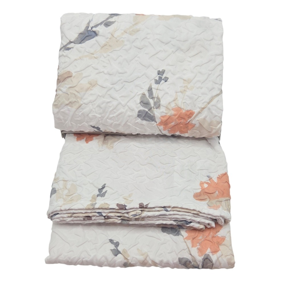 DKNY Sundew Floral‎ Microsculpt  Fabric Shower Curtain White Peach 72x72inch - Picture 6 of 8